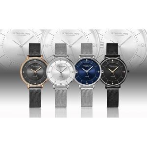 Stuhrling Womens Diamond Accented Silver Watch black
